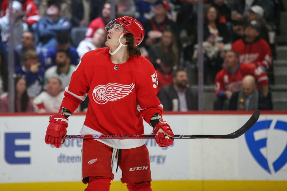 Detroit Red Wings forward Tyler Bertuzzi could have a new home before the NHL trade deadline. (Photo by Scott W. Grau/Icon Sportswire via Getty Images)