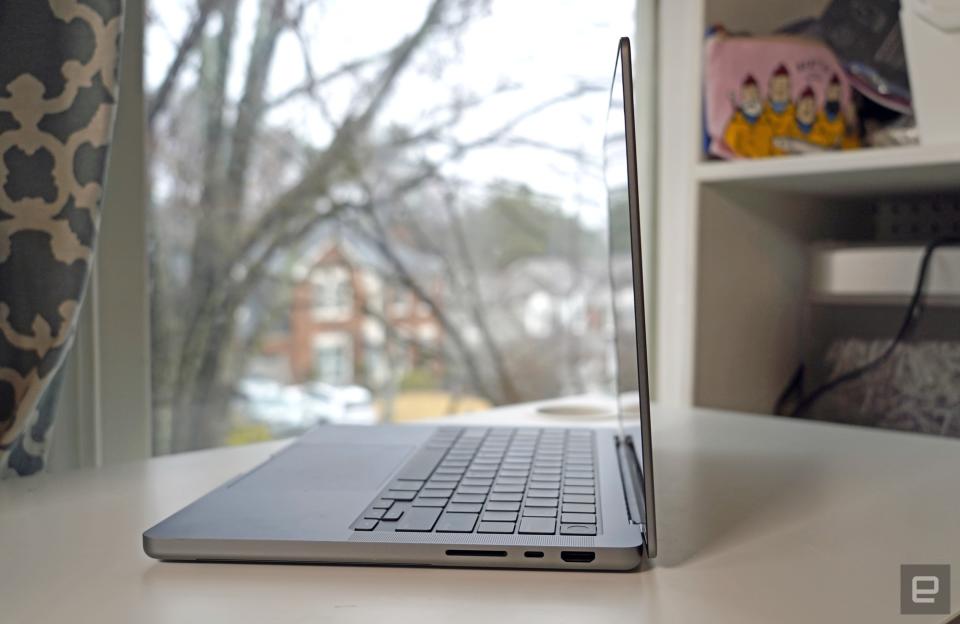 MacBook Pro 14-inch (2022) side profile showing ports