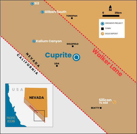 Orogen Royalties Sells Cuprite Gold Project to Strikepoint Gold